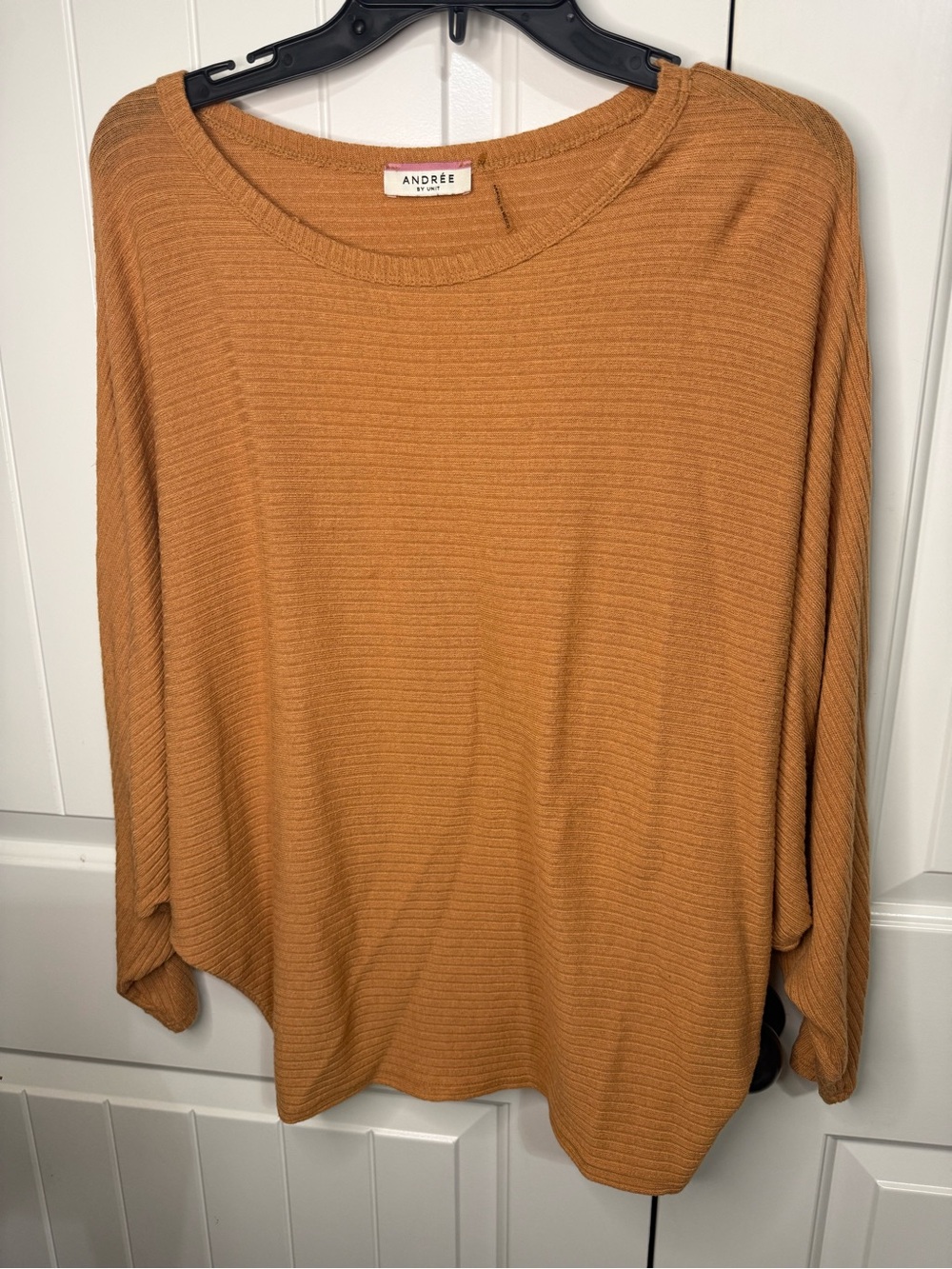 ANDREE BY UNIT Ribbed Crewneck Sweater in Mustard